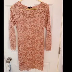 salmon pink lace dress